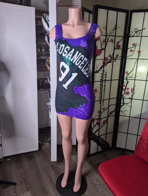 purple sequin jersey dress Ellie Wilde EW35120