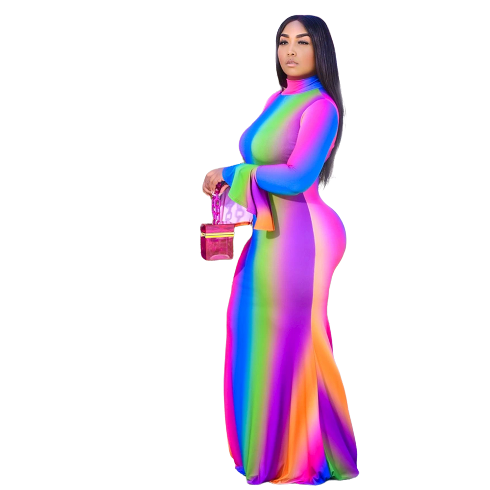 Women's Rainbow Flare Dress iSSHEESHOP Women's Rainbow Flare Dress iSSHEESHOP