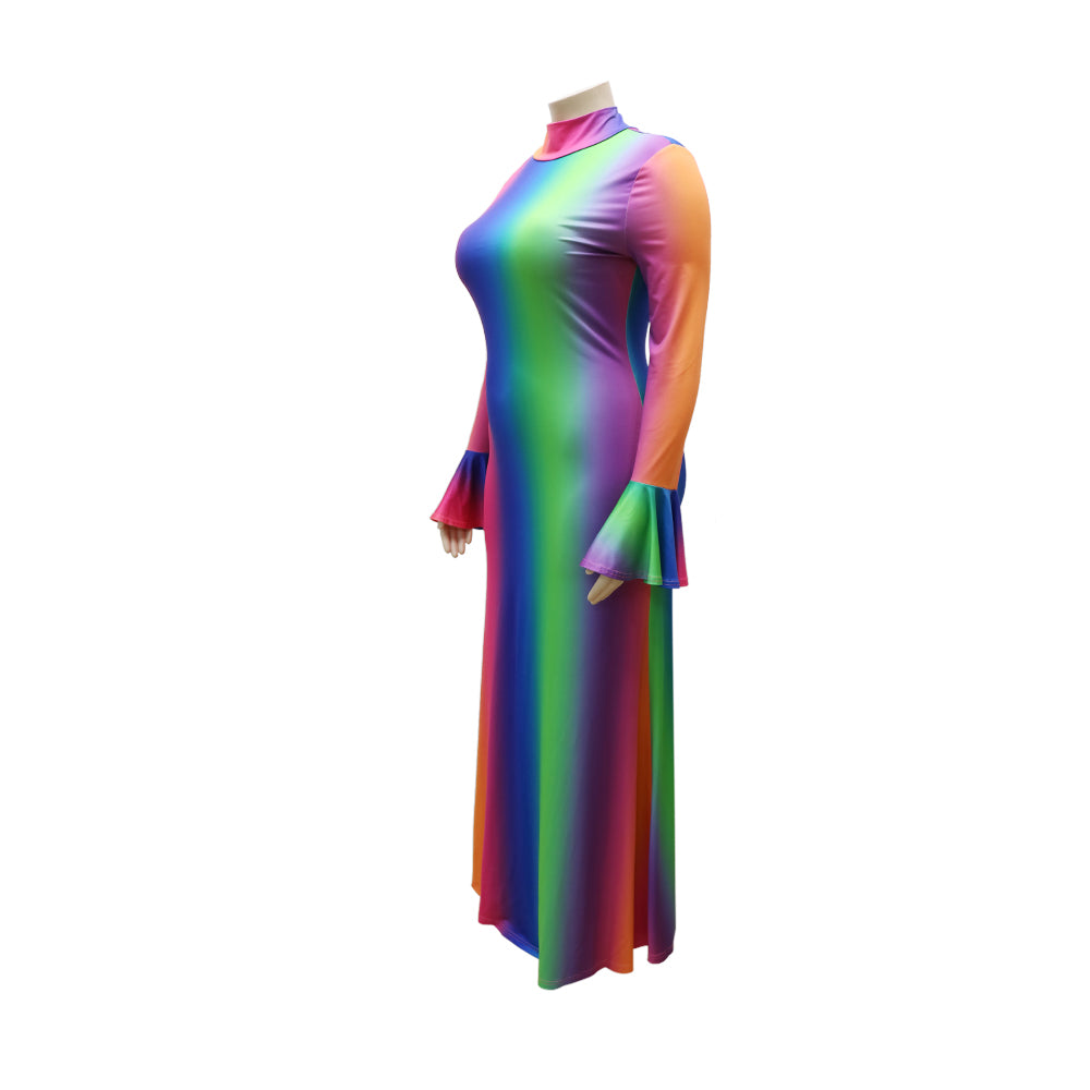 rainbow flare dress Rainbow Flare V-Neck Dress